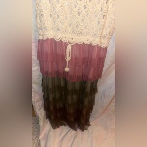 Layered Pink cream & Green Dress with Lace Detail Nwt 3x